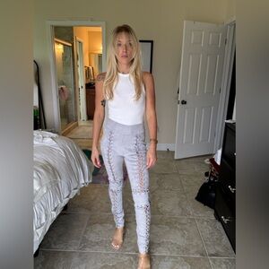 White Fox Lace-Up Pants